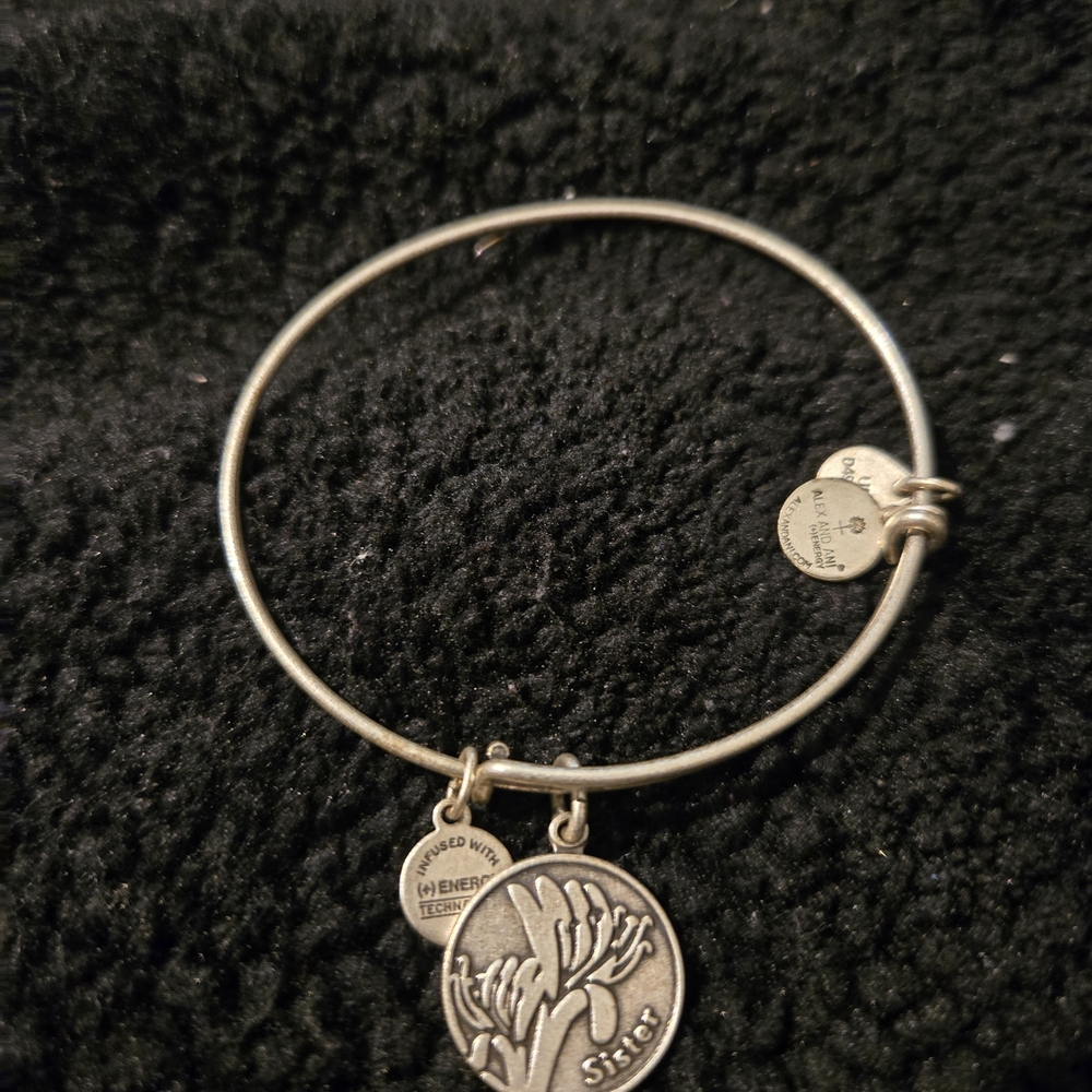Alex and Ani Silver 'Sister' Charm Bangle Bracelet
